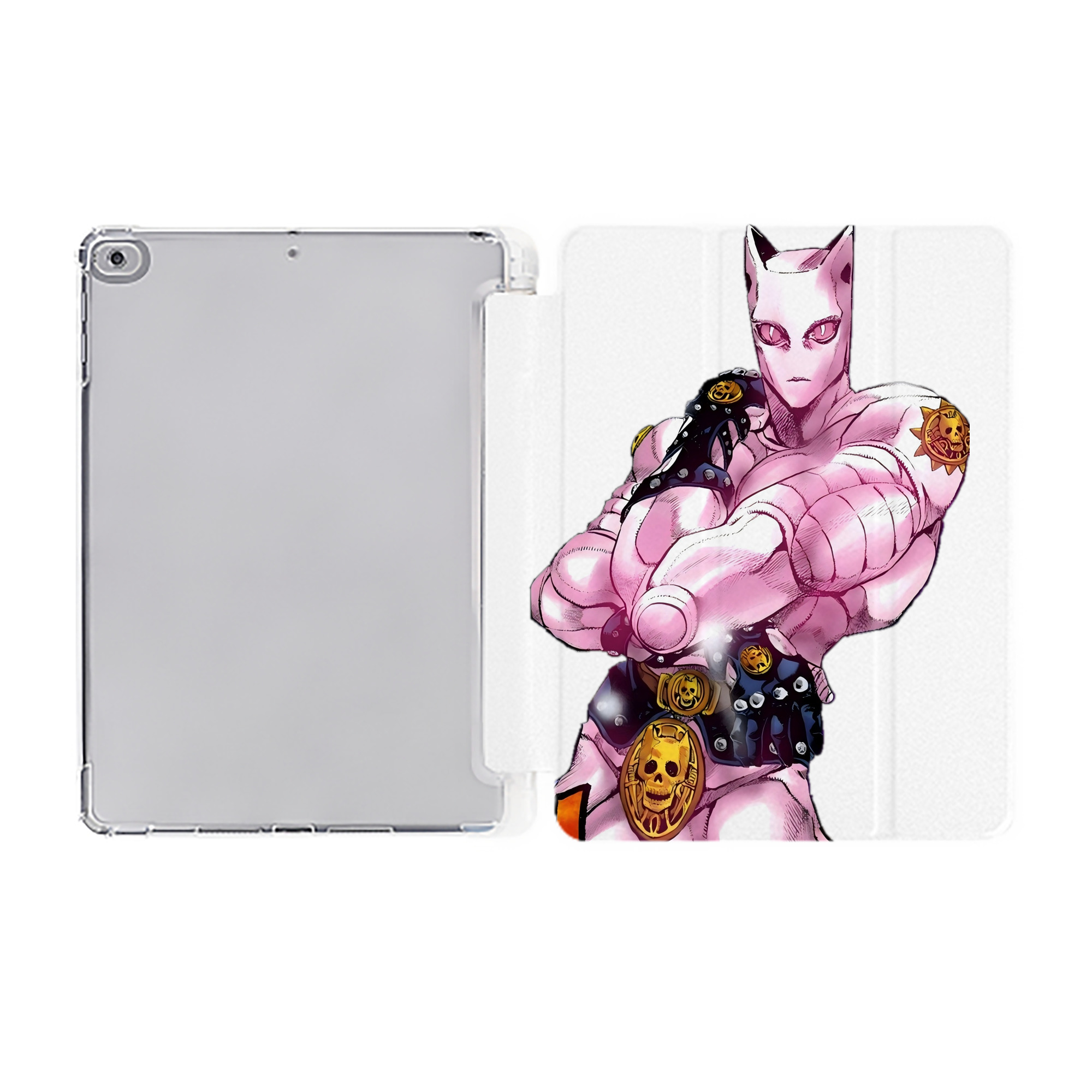 （画像用） ジョジョの奇妙な冒険 きら よしかげ JoJo's Bizarre Adventure Kira Yoshikage IPad ケース ペン収納付き 三つ折りスタンド PUレザー×シリコン 対応機種9.5/10.5/10.9インチ